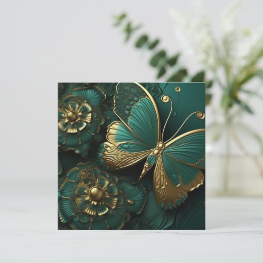 Mooie diepgroene & gouden vlinder (Staand voorkant)