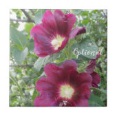 Mooie dieprode bloemen en groene bladeren tegeltje (Voorkant)