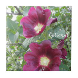 Mooie dieprode bloemen en groene bladeren tegeltje