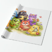 Mooie dier cadeauverpakking cadeaupapier (Uitgerold)