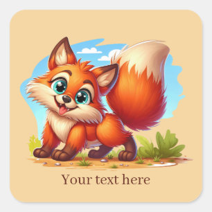 Mooie dier liefde vos aanpasbaar vierkante sticker
