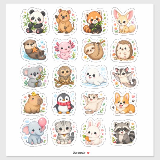 Mooie dier stickers met een esthetische uitstralin (Vel)