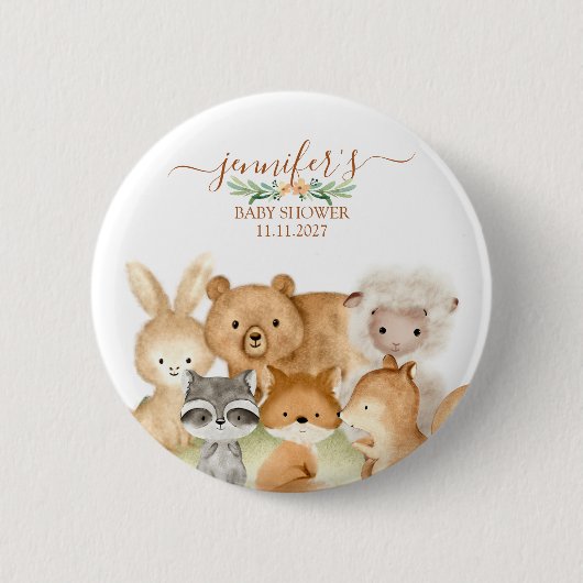 Mooie Dieren Bos Woud Ronde Button 5,7 Cm (Voorkant)