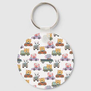 Mooie Dieren In Auto's Patroon Sleutelhanger