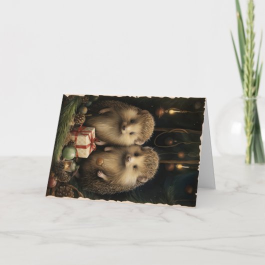 Mooie Dieren in het Bos Kerst Groet Kaart (Voorkant)