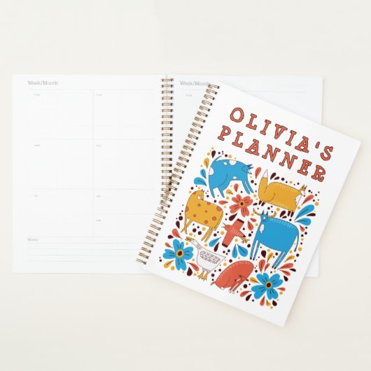 Mooie Dieren Kunst Kinderen Aangepaste Naam Planner (Display)