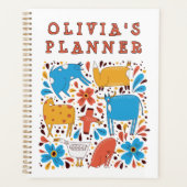 Mooie Dieren Kunst Kinderen Aangepaste Naam Planner (Voorkant)