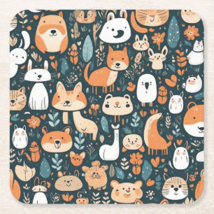 Mooie dieren leuk ontwerp groene decoratie kartonnen onderzetters