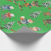 Mooie Dieren Skiën Inpakpapier (Hoek)