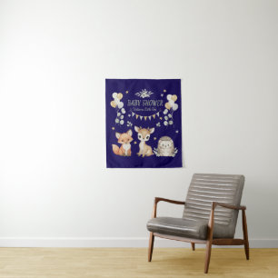 Mooie Dieren uit het Bos Baby Shower Vos, Hert Wandkleed