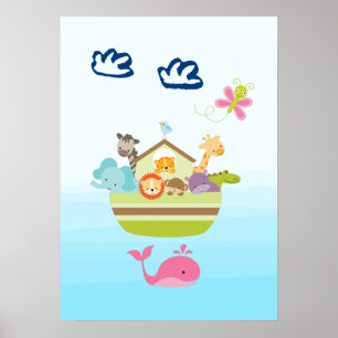 Mooie dierenark met een vlinder en walvis poster
