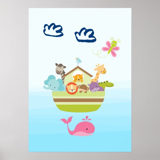 Mooie dierenark met een vlinder en walvis poster (Voorkant)