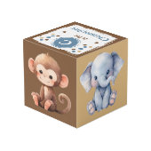 Mooie dierenfoto naam voor kinderkamer blauw bruin kubus (Achter hoekig)