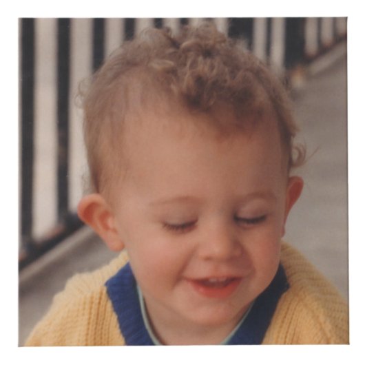 Mooie dierenfoto naam voor kinderkamer blauw bruin kubus (Voorkant)