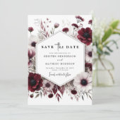 Mooie digitale Bourgondische bruiloft Save The Date (Staand voorkant)