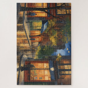 Mooie digitale schildering van een stadsstraat 's legpuzzel