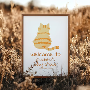 Mooie dikke oranje kat baby shower welkomstbord poster