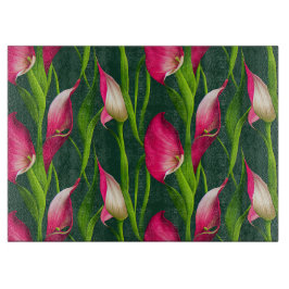 Mooie Dikke Roze & Groene Calla Lelie Bloemen Snijplank