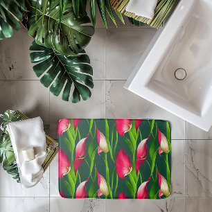 Mooie Dikke Roze & Groene Calla Lelie Bloemen Wr Badmat