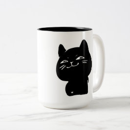 Mooie dikke zwarte kat koffiemok tweekleurige koffiemok