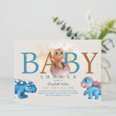 Mooie Dino Simple Funny Cute Baby Shower Kaart (Staand voorkant)