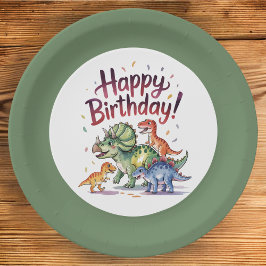 Mooie Dinosaur Verjaardag Papieren Bordje