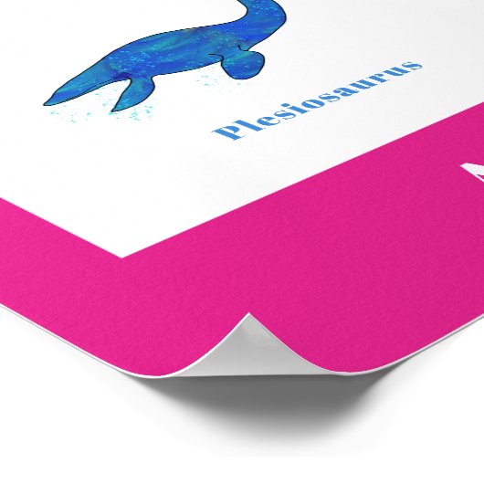 Mooie Dinosaur waterverf met namen roze Post Poster (Hoek)