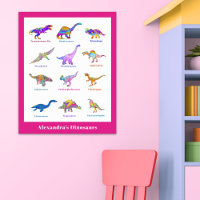 Mooie Dinosaur waterverf met namen roze Post