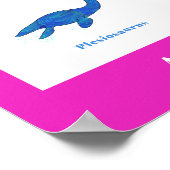 Mooie Dinosaur-waterverf met roze namen Poster (Hoek)