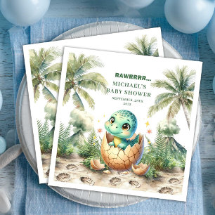 Mooie dinosaurus babyshower komt eraan servetten