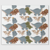 Mooie Dinosaurus Boho inpakpapier (Vlak)