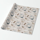 Mooie dinosaurus voetafdrukken & aangepaste naam b cadeaupapier (Uitgerold)