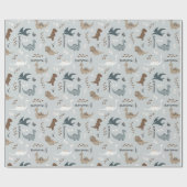 Mooie dinosaurus voetafdrukken & aangepaste naam l cadeaupapier (Vlak)