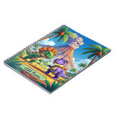 Mooie Dinosaurus Vulkan Notebook – Bewerkbare Naam Notitieboek (Linkerzijde)