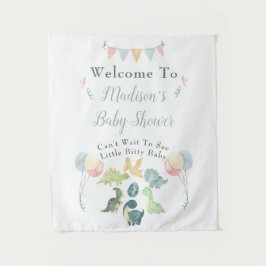 Mooie dinosaurus watercolor babyshower welkomstbor wandkleed