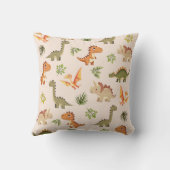 Mooie dinosauruspatroon met monogram en naam voor kussen (Achterkant)