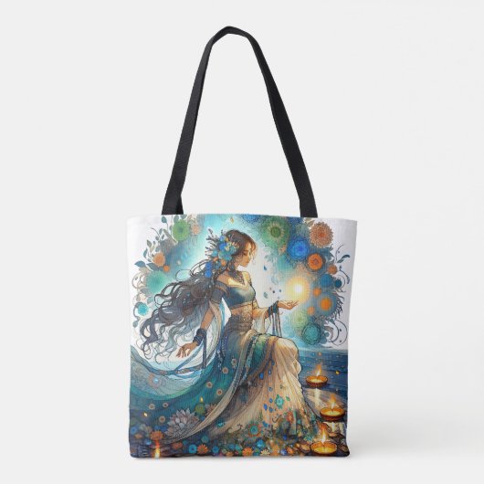 Mooie Diwali vrouw en Rangoli Tote Bag (Achterkant)