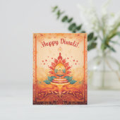 Mooie Diya lamp Diwali briefkaart (Staand voorkant)