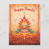 Mooie Diya lamp Diwali briefkaart (Voorkant)