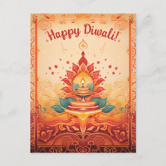 Mooie Diya lamp Diwali briefkaart (Voorkant)