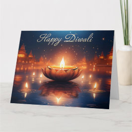 Mooie Diya Lichtfestival Prettig Diwali Kaart