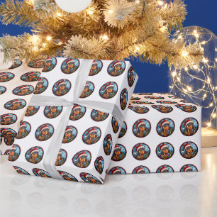 Mooie Doberman Pinscher Hond Kerstpatroon Cadeaupapier