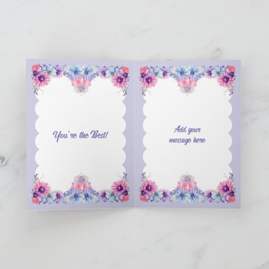 Mooie dochter bloeit paarse verjaardag kaart (Binnen)