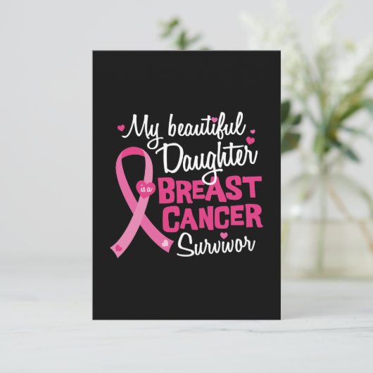 Mooie dochter borstkanker overlevende moeder vader kaart (Staand voorkant)