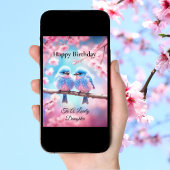 Mooie dochter Pastel Fluffy Bluebirds Verjaardag Kaart