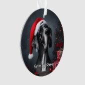 Mooie Dog Argenta met Kerstmuts Ornament (voorkant)