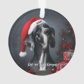Mooie Dog Argenta met Kerstmuts Ornament (achterkant)