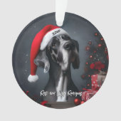 Mooie Dog Argenta met Kerstmuts Ornament (voorkant)
