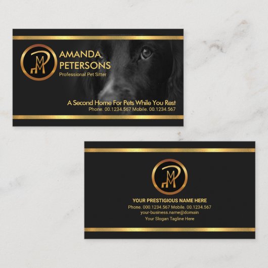 Mooie Dog Striking Gold Stripes Pet Sitting Visitekaartje (Voorkant / Achterkant)