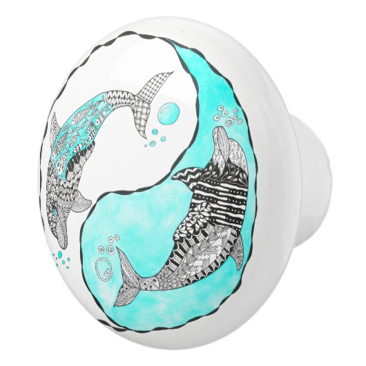 Mooie Dolfijn Deurknop - Keramisch Keramische Knop (Rechts)